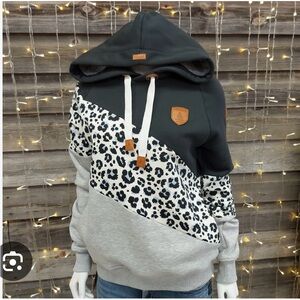 Wanakome Black and Gray Leopard Hoodie